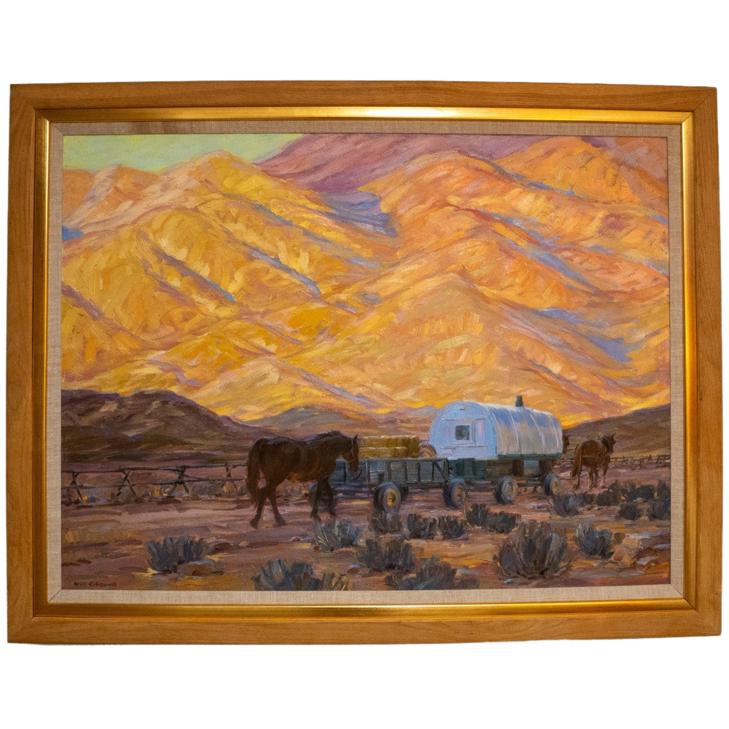 "Sheep Wagon" by Will Caldwell, Oil on Canvas Painting